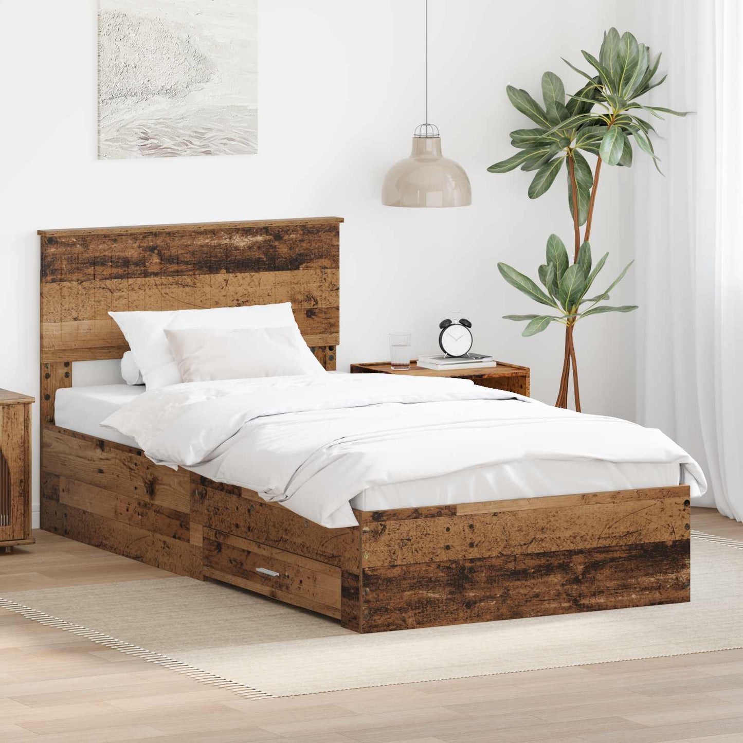 Bed Frame with Headboard Old Wood 100 x 200 cm Engineered Wood
