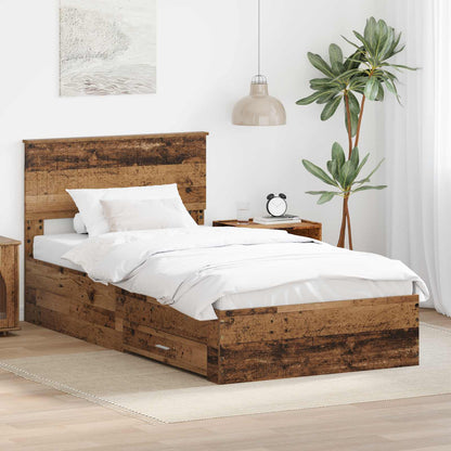 Bed Frame with Headboard Old Wood 100 x 200 cm Engineered Wood