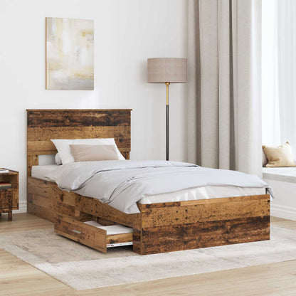 Bed Frame with Headboard Old Wood 100 x 200 cm Engineered Wood