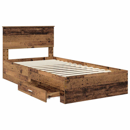 Bed Frame with Headboard Old Wood 100 x 200 cm Engineered Wood
