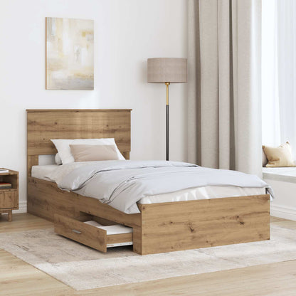 Bed Frame with Drawer Artisan Oak 100 x 200 cm Engineered Wood