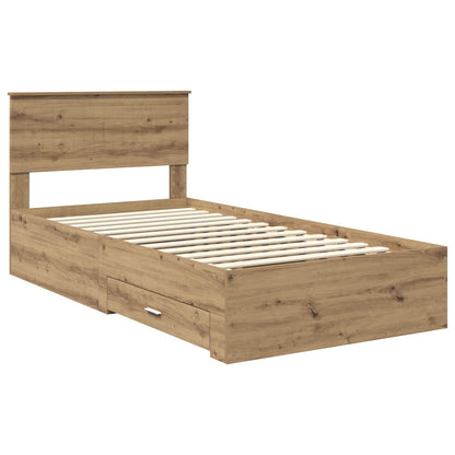 Bed Frame with Drawer Artisan Oak 100 x 200 cm Engineered Wood