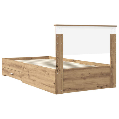 Bed Frame with Drawer Artisan Oak 100 x 200 cm Engineered Wood