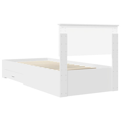 Bed Frame with Headboard White 90 x 200 cm Engineered Wood