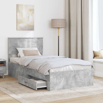 Bed Frame with Drawer Concrete Grey 90 x 200 cm Engineered Wood