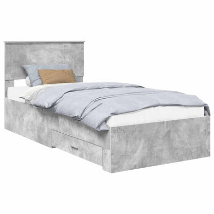 Bed Frame with Drawer Concrete Grey 90 x 200 cm Engineered Wood