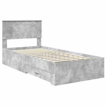 Bed Frame with Drawer Concrete Grey 90 x 200 cm Engineered Wood