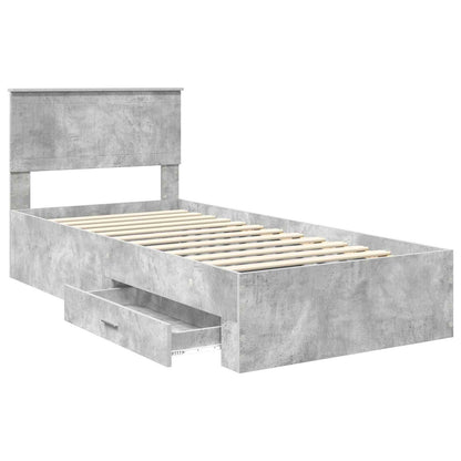Bed Frame with Drawer Concrete Grey 90 x 200 cm Engineered Wood