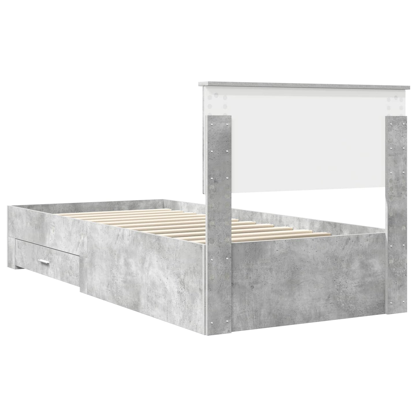 Bed Frame with Drawer Concrete Grey 90 x 200 cm Engineered Wood
