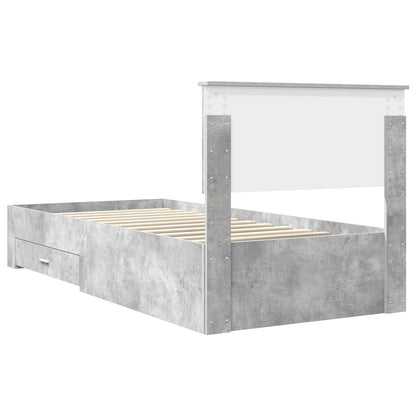 Bed Frame with Drawer Concrete Grey 90 x 200 cm Engineered Wood