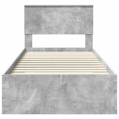 Bed Frame with Drawer Concrete Grey 90 x 200 cm Engineered Wood