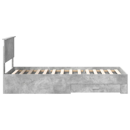 Bed Frame with Drawer Concrete Grey 90 x 200 cm Engineered Wood