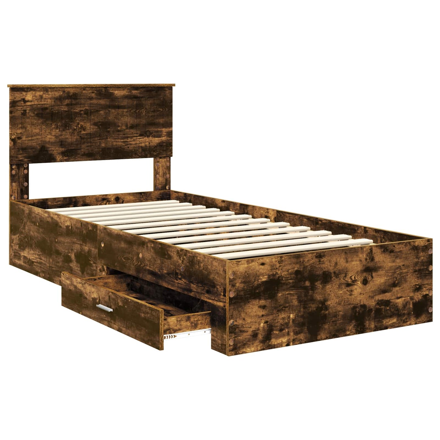 Bed Frame with Headboard Smoked Oak 90 x 200 cm Engineered Wood