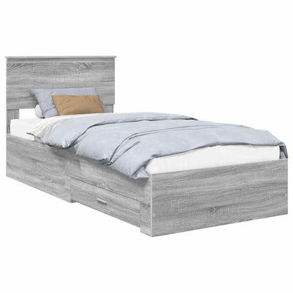 Bed Frame with Drawer Grey Sonoma 90 x 200 cm Engineered Wood