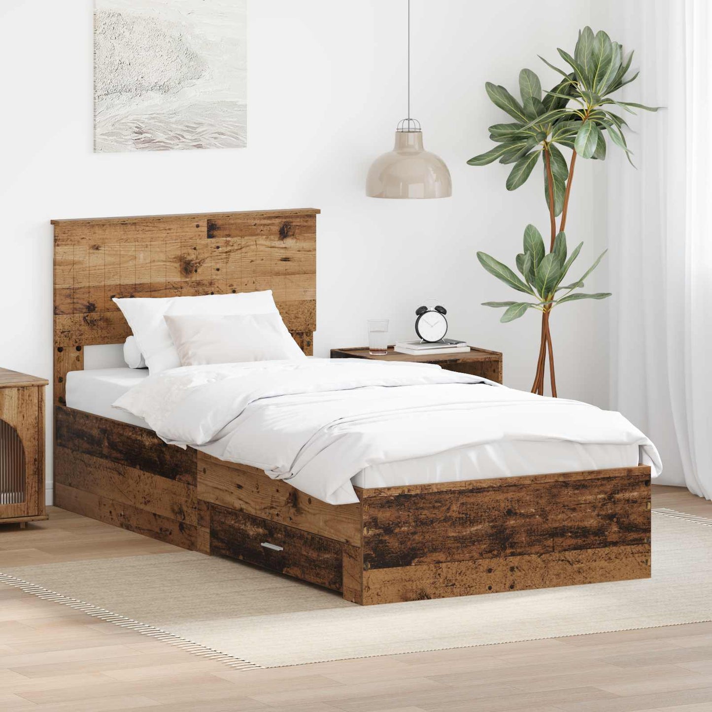 Bed Frame with Headboard Old Wood 90 x 200 cm Engineered Wood