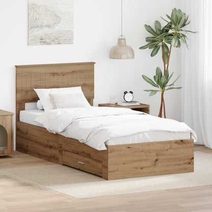 Bed Frame with Drawer Artisan Oak 90 x 200 cm Engineered Wood