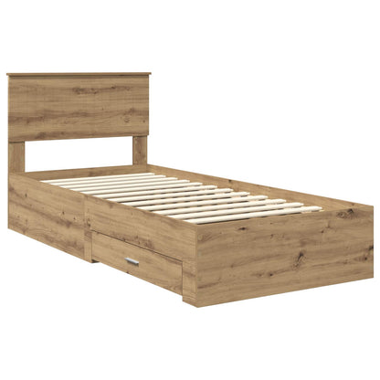 Bed Frame with Drawer Artisan Oak 90 x 200 cm Engineered Wood