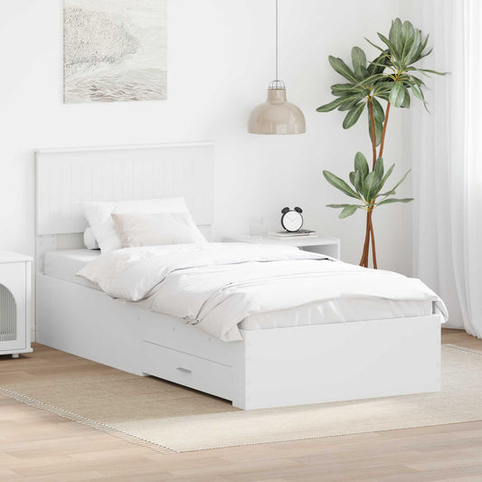 Bed Frame with Headboard White 90 x 190 cm Engineered Wood