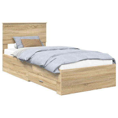 Bed Frame with Headboard Sonoma Oak 90 x 190 cm Engineered Wood