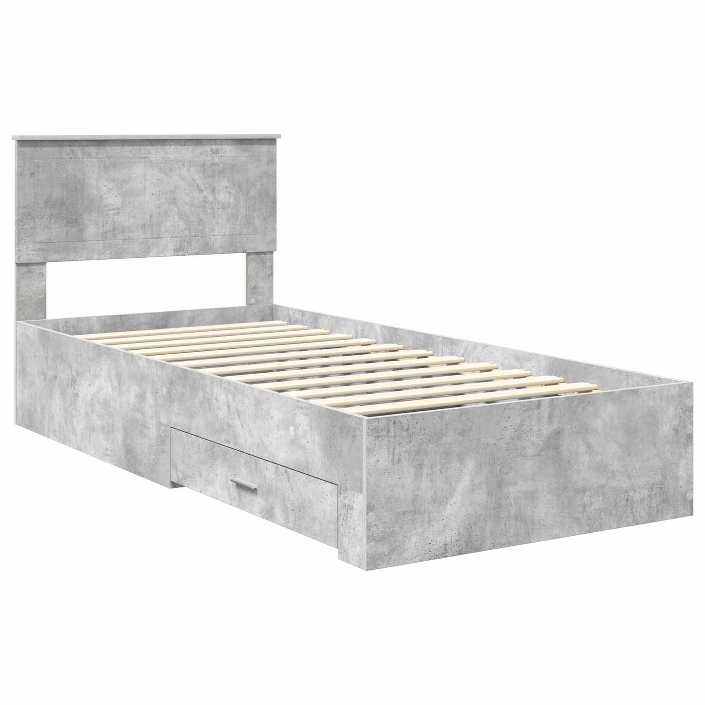 Bed Frame with Drawer Concrete Grey 90 x 190 cm Engineered Wood