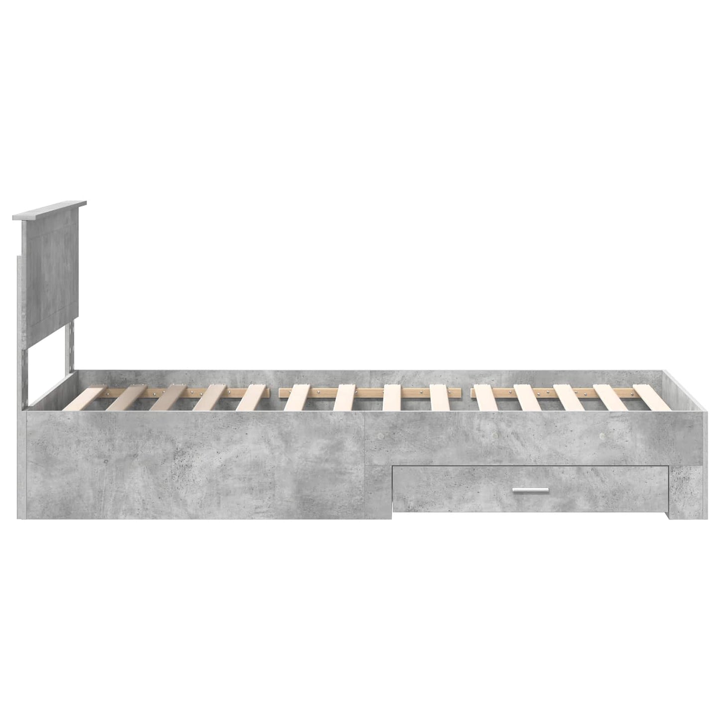 Bed Frame with Drawer Concrete Grey 90 x 190 cm Engineered Wood