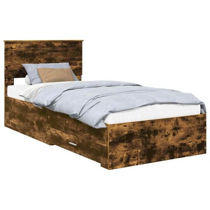 Bed Frame with Headboard Smoked Oak 90 x 190 cm Engineered Wood