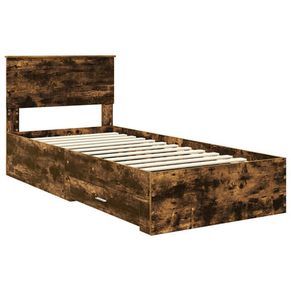 Bed Frame with Headboard Smoked Oak 90 x 190 cm Engineered Wood