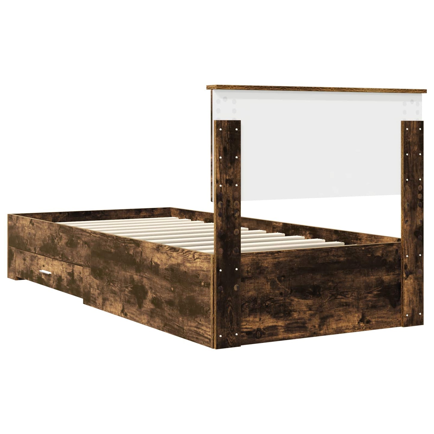 Bed Frame with Headboard Smoked Oak 90 x 190 cm Engineered Wood