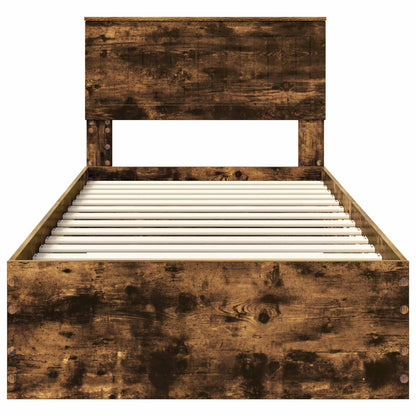 Bed Frame with Headboard Smoked Oak 90 x 190 cm Engineered Wood