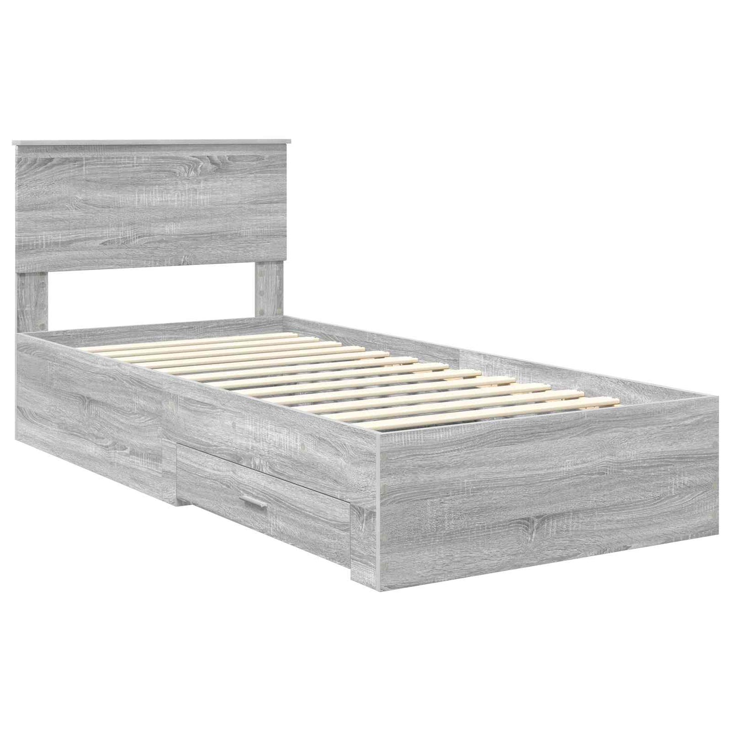 Bed Frame with Drawer Grey Sonoma 90 x 190 cm Engineered Wood