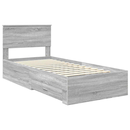 Bed Frame with Drawer Grey Sonoma 90 x 190 cm Engineered Wood