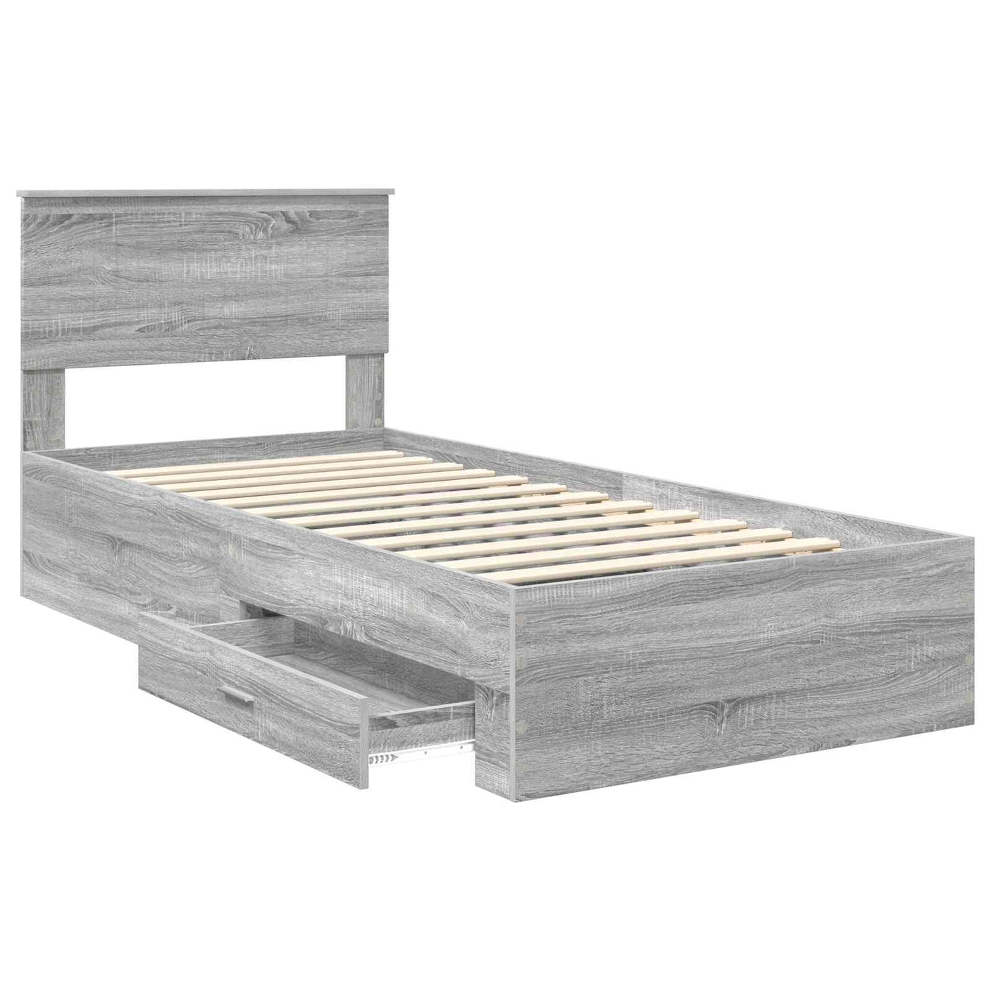 Bed Frame with Drawer Grey Sonoma 90 x 190 cm Engineered Wood