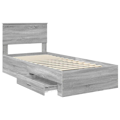 Bed Frame with Drawer Grey Sonoma 90 x 190 cm Engineered Wood
