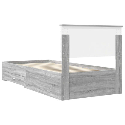 Bed Frame with Drawer Grey Sonoma 90 x 190 cm Engineered Wood
