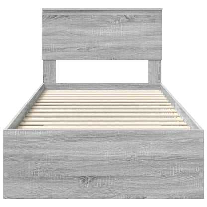 Bed Frame with Drawer Grey Sonoma 90 x 190 cm Engineered Wood