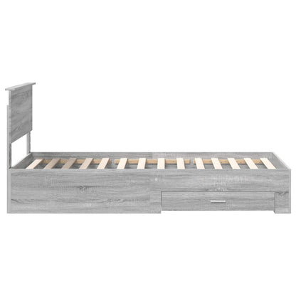 Bed Frame with Drawer Grey Sonoma 90 x 190 cm Engineered Wood