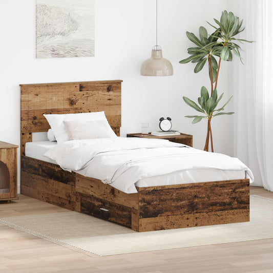 Bed Frame with Headboard Old Wood 90 x 190 cm Engineered Wood