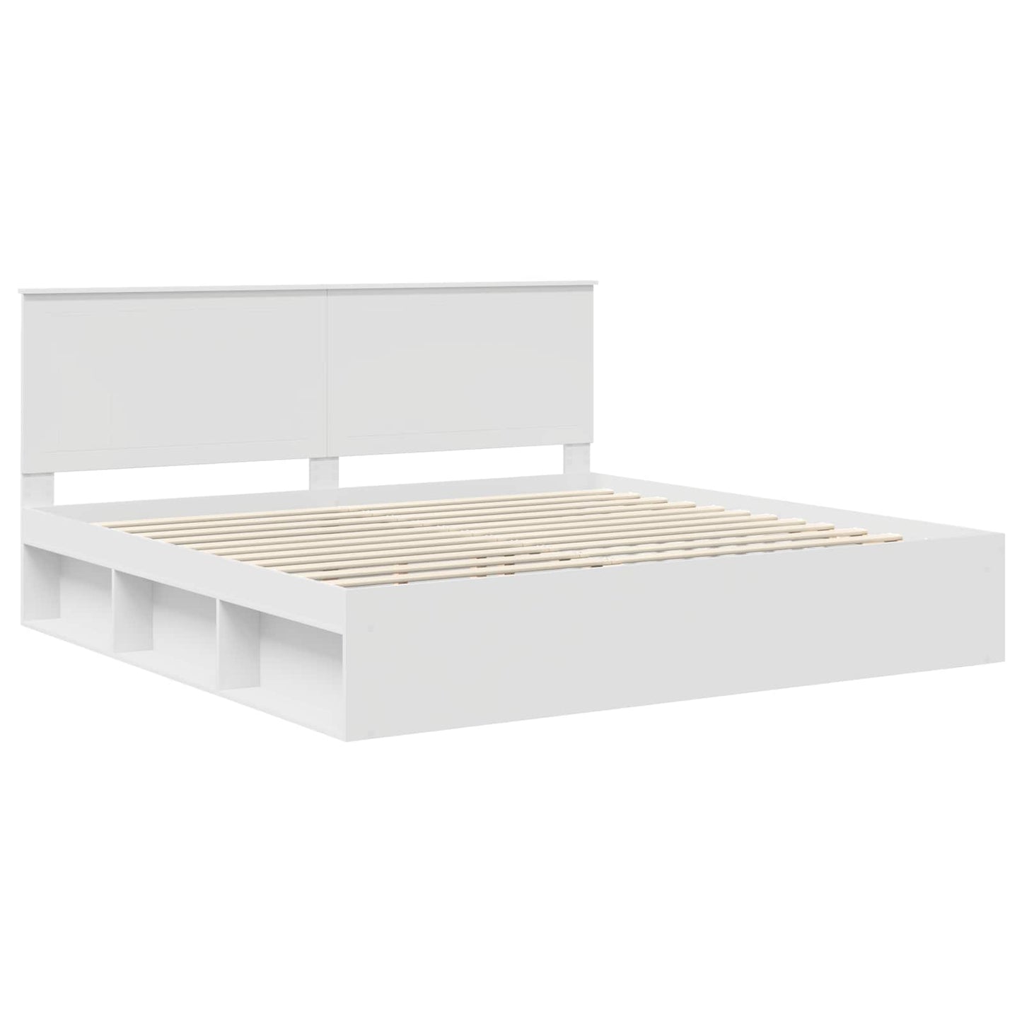 Bed Frame with Headboard White 200 x 200 cm Solid Pine Wood