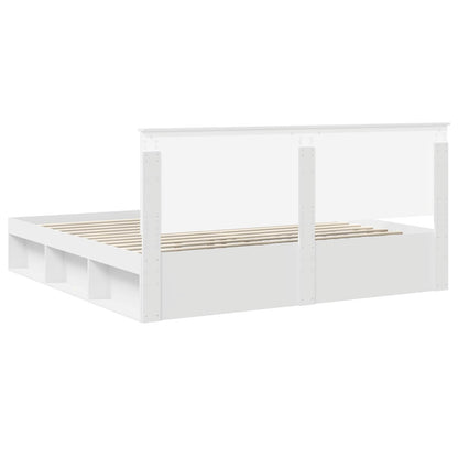 Bed Frame with Headboard White 200 x 200 cm Solid Pine Wood