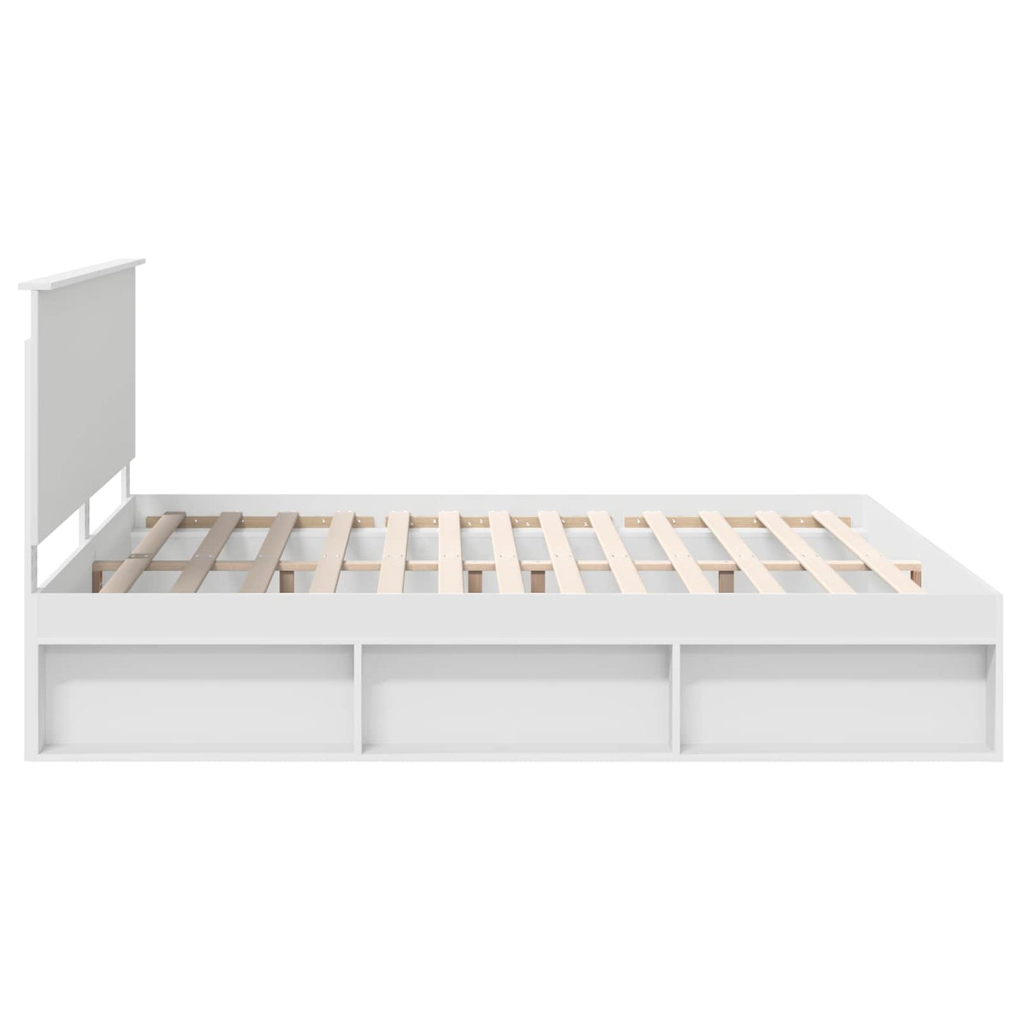 Bed Frame with Headboard White 200 x 200 cm Solid Pine Wood