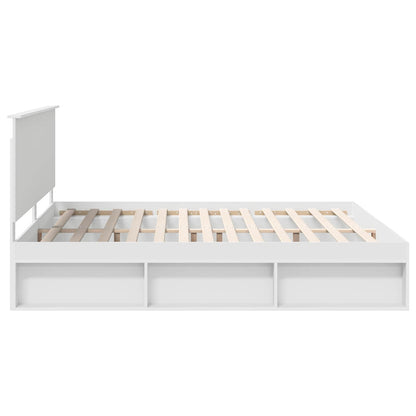 Bed Frame with Headboard White 200 x 200 cm Solid Pine Wood
