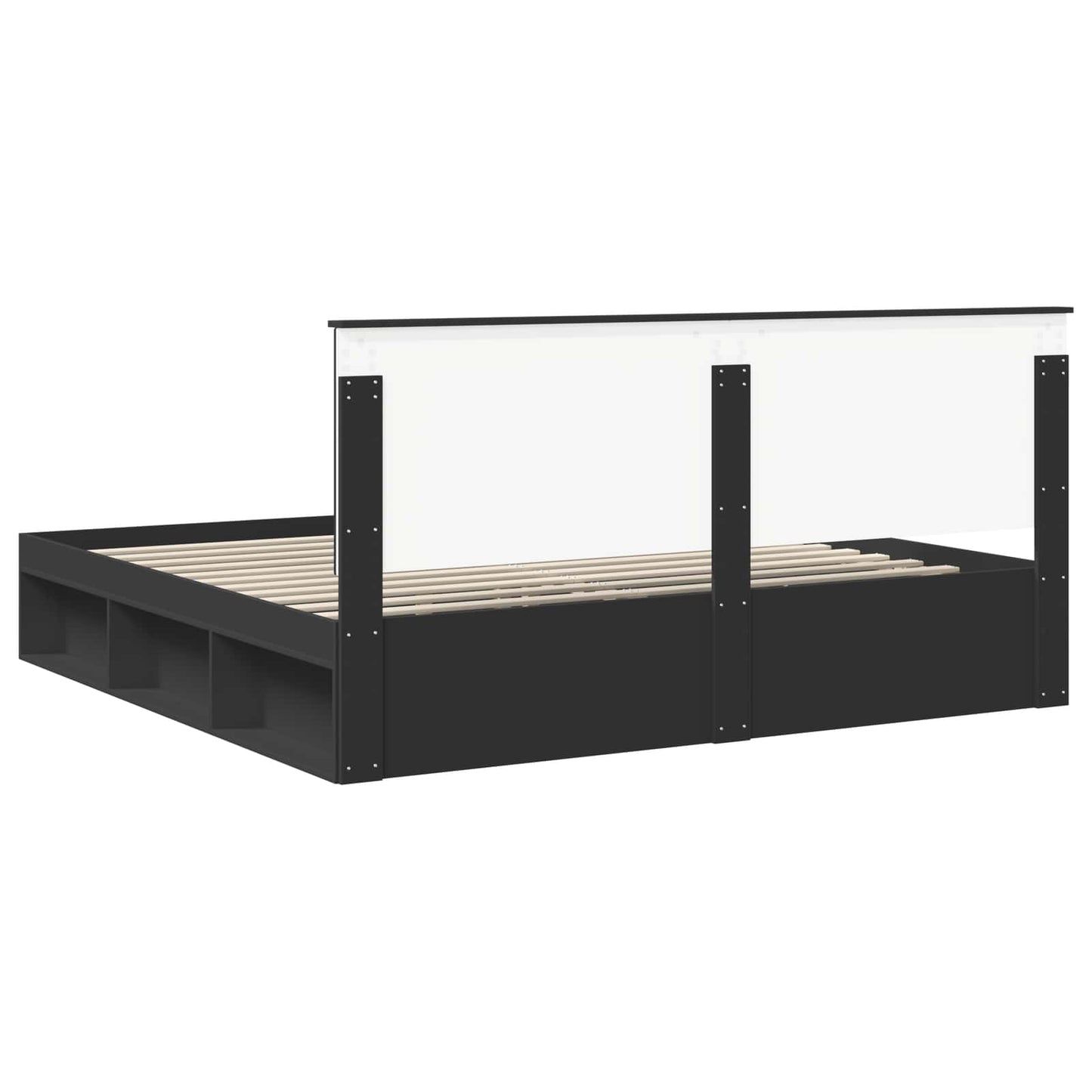 Bed Frame with Headboard Black 200 x 200 cm Solid Pine Wood