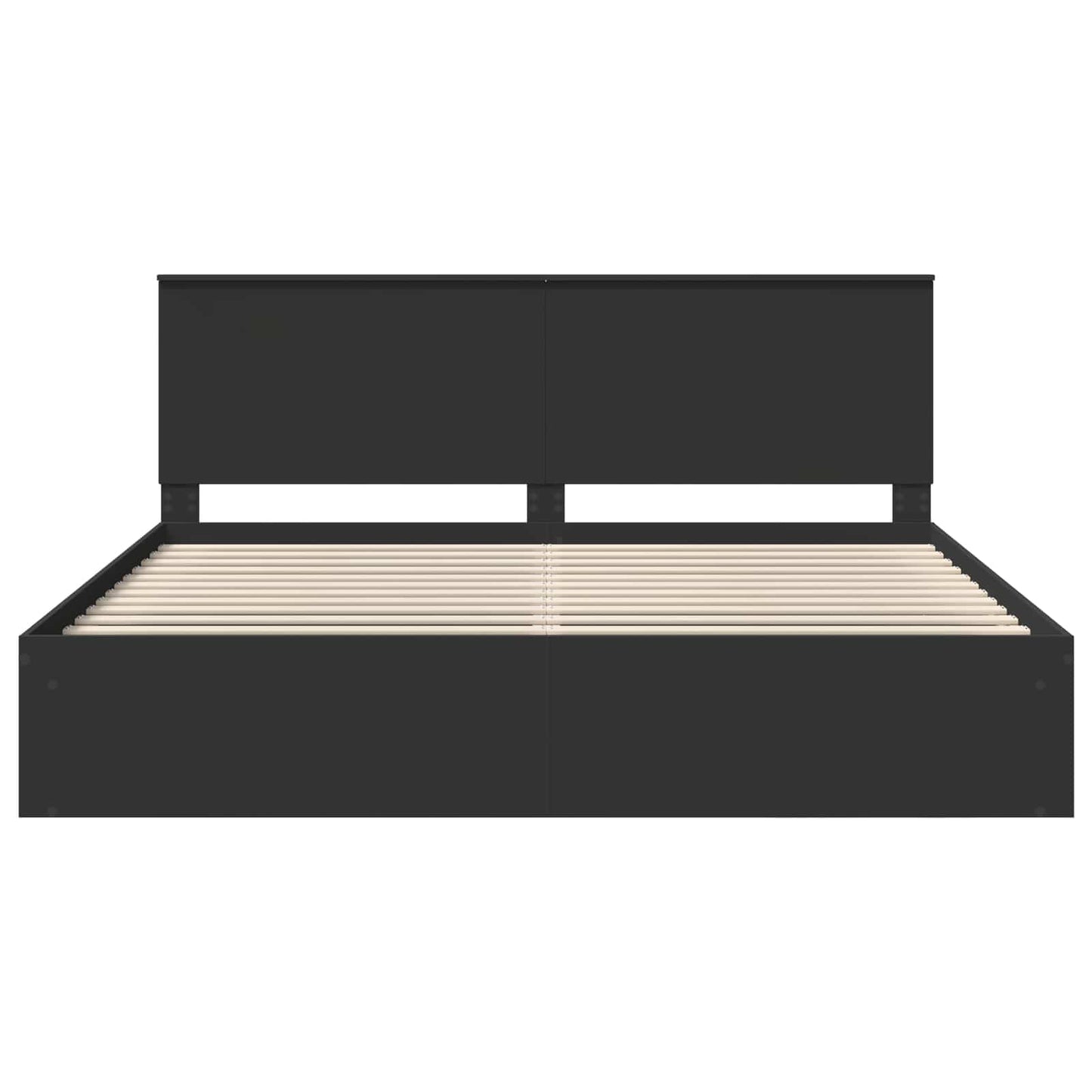 Bed Frame with Headboard Black 200 x 200 cm Solid Pine Wood