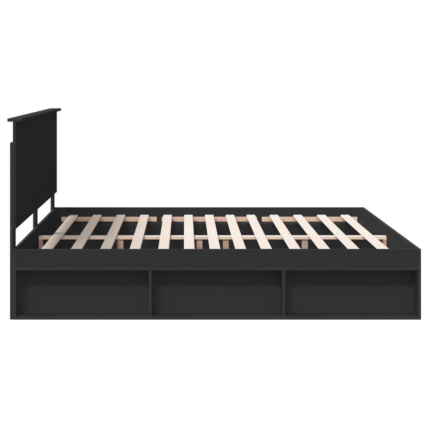 Bed Frame with Headboard Black 200 x 200 cm Solid Pine Wood