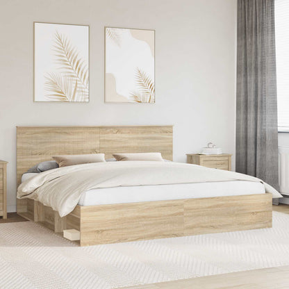 Bed Frame with Headboard Sonoma 200 x 200 cm Solid Pine Wood