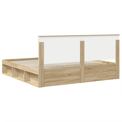Bed Frame with Headboard Sonoma 200 x 200 cm Solid Pine Wood