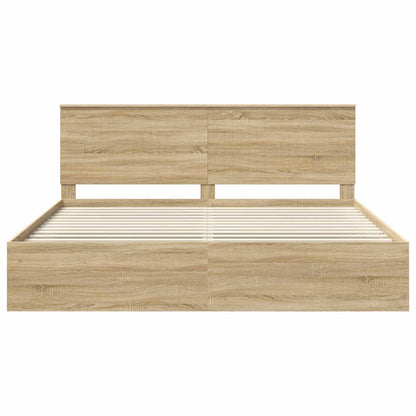 Bed Frame with Headboard Sonoma 200 x 200 cm Solid Pine Wood
