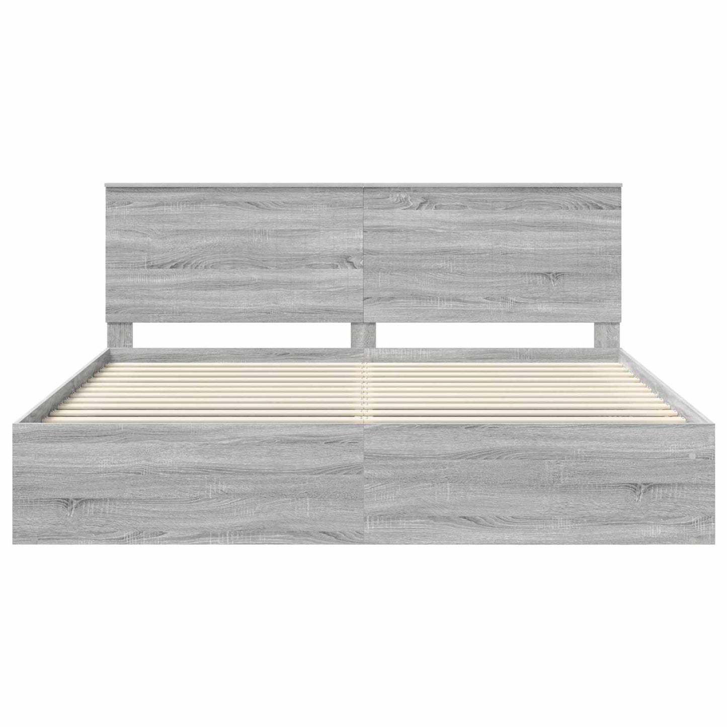 Bed Frame Grey Sonoma 200 x 200 cm Solid Pine Wood