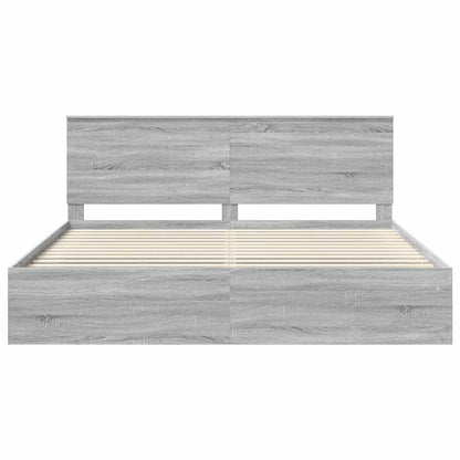 Bed Frame Grey Sonoma 200 x 200 cm Solid Pine Wood