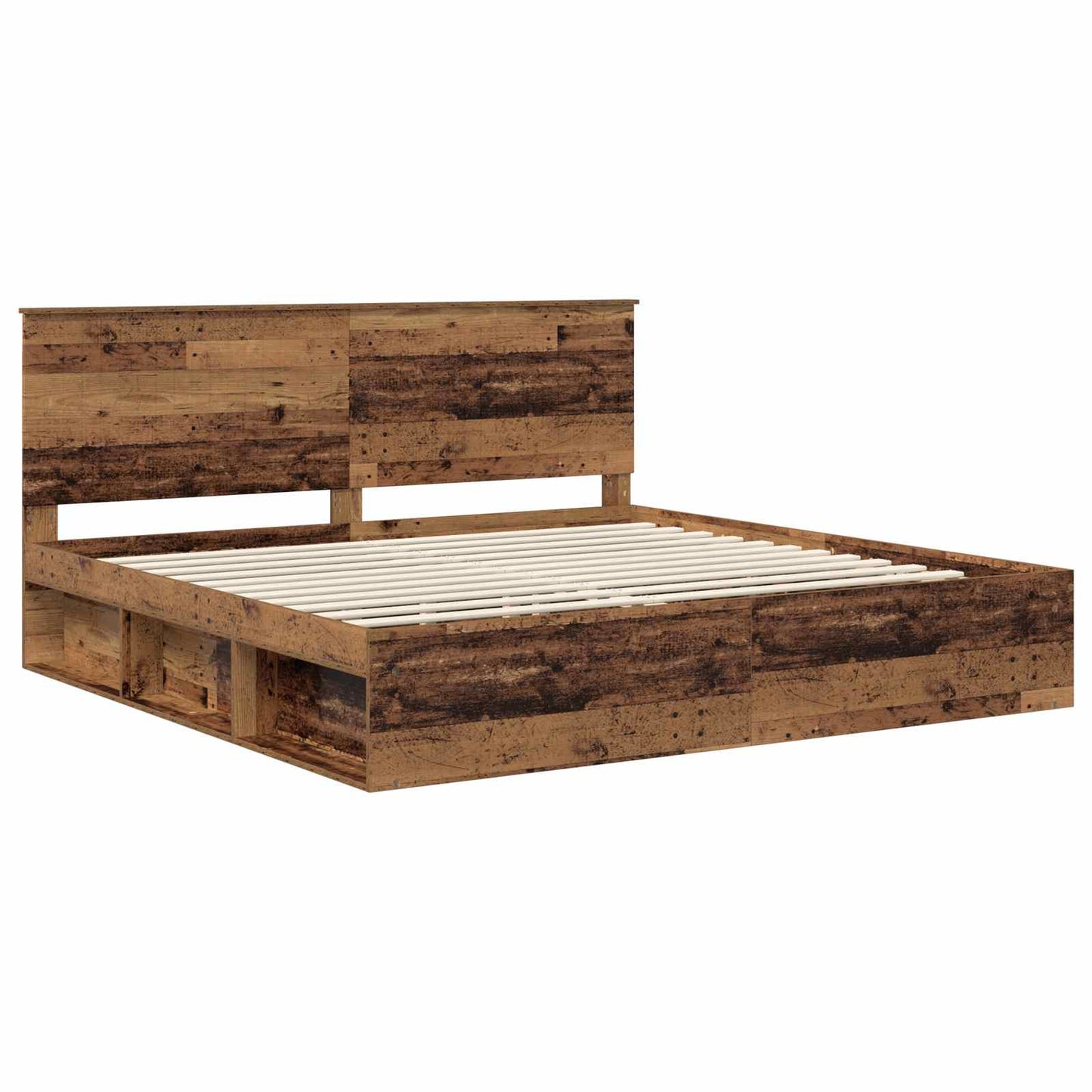 Bed Frame with Headboard Old Wood 200 x 200 cm Solid Pine Wood